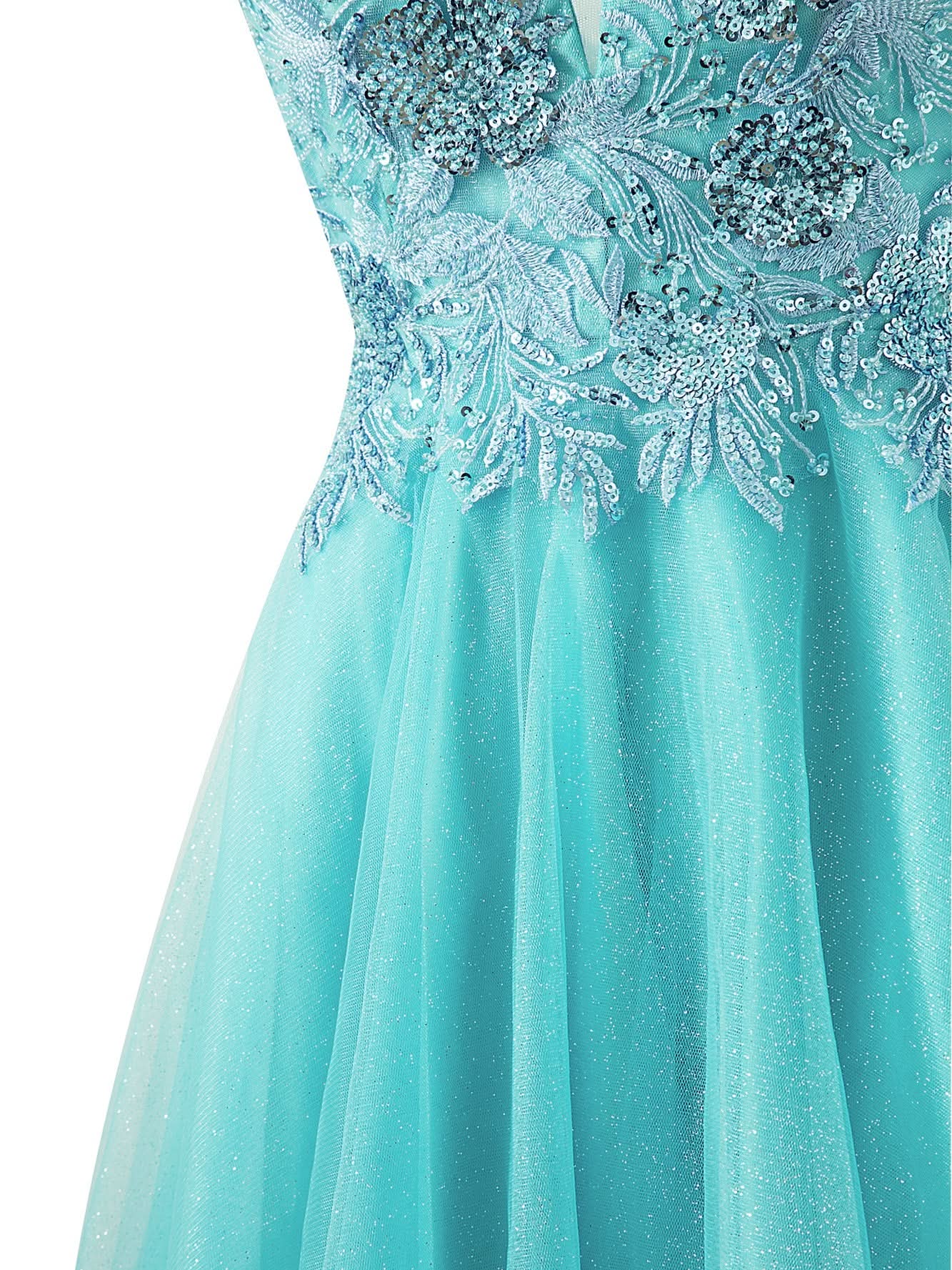 Short Spaghetti Strap Glitter Tulle A-Line Homecoming Dress BM bride
