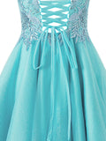 Short Spaghetti Strap Glitter Tulle A-Line Homecoming Dress BM bride