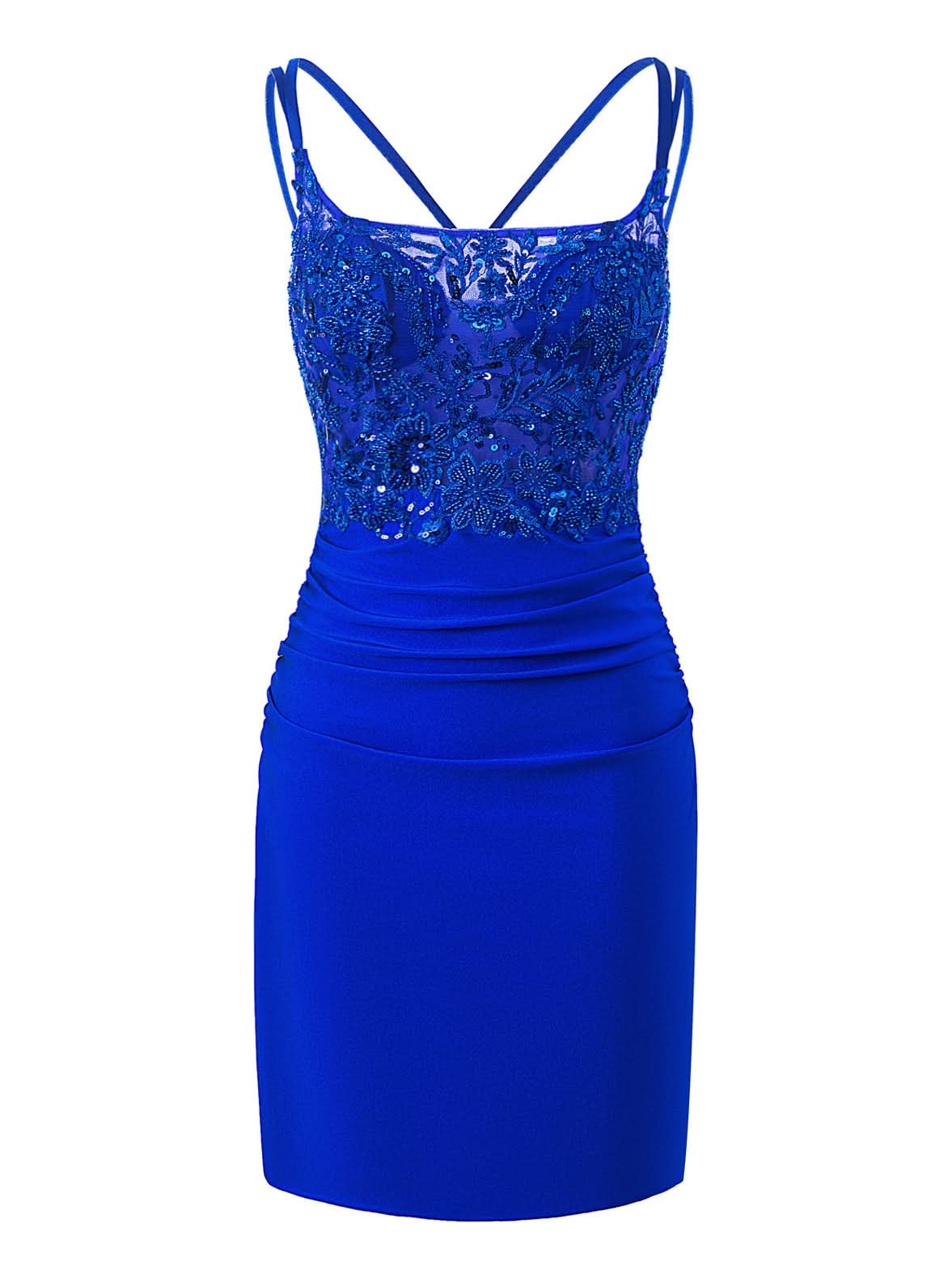 Stylish Royal Blue Sheath Short Spaghetti Strap Jersey Homecoming Dress BM bride