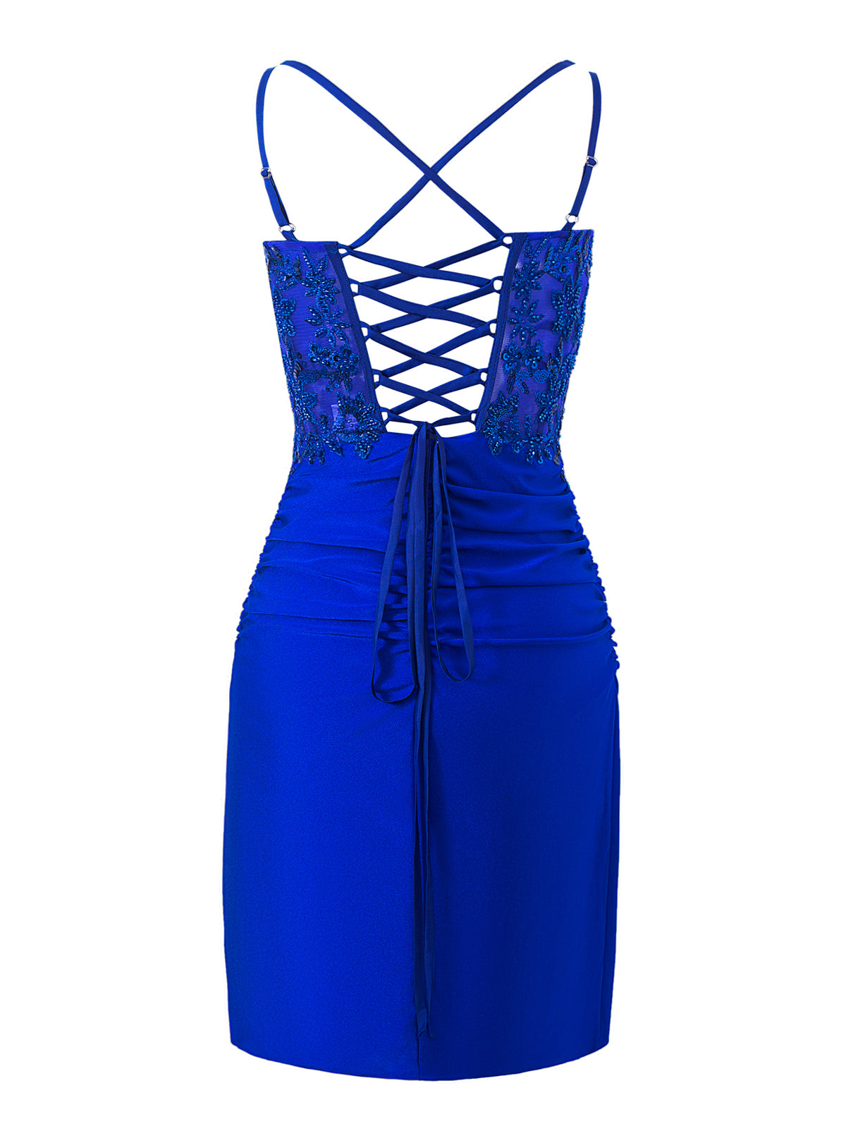 Stylish Royal Blue Sheath Short Spaghetti Strap Jersey Homecoming Dress BM bride