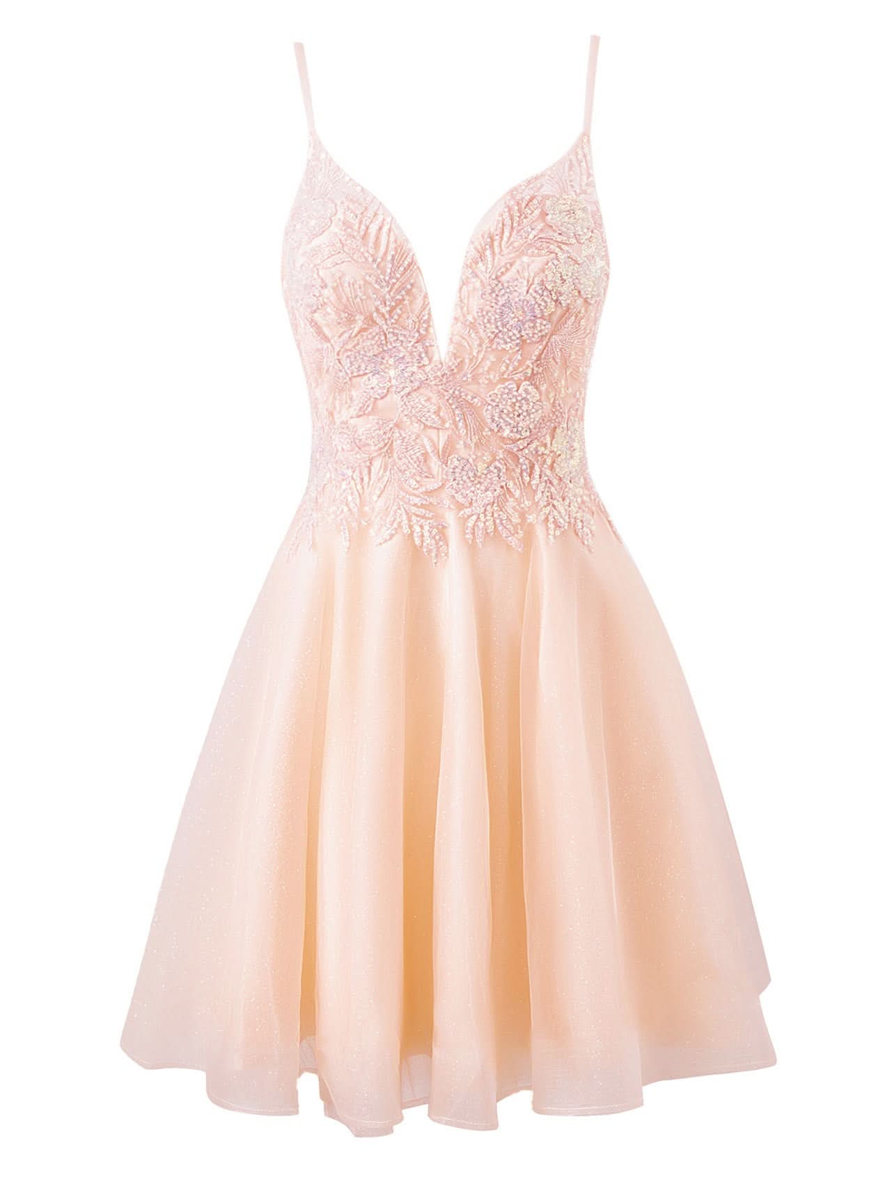 Glamorous Glitter Tulle A-line Short Spaghetti Strap Homecoming Dress BM bride