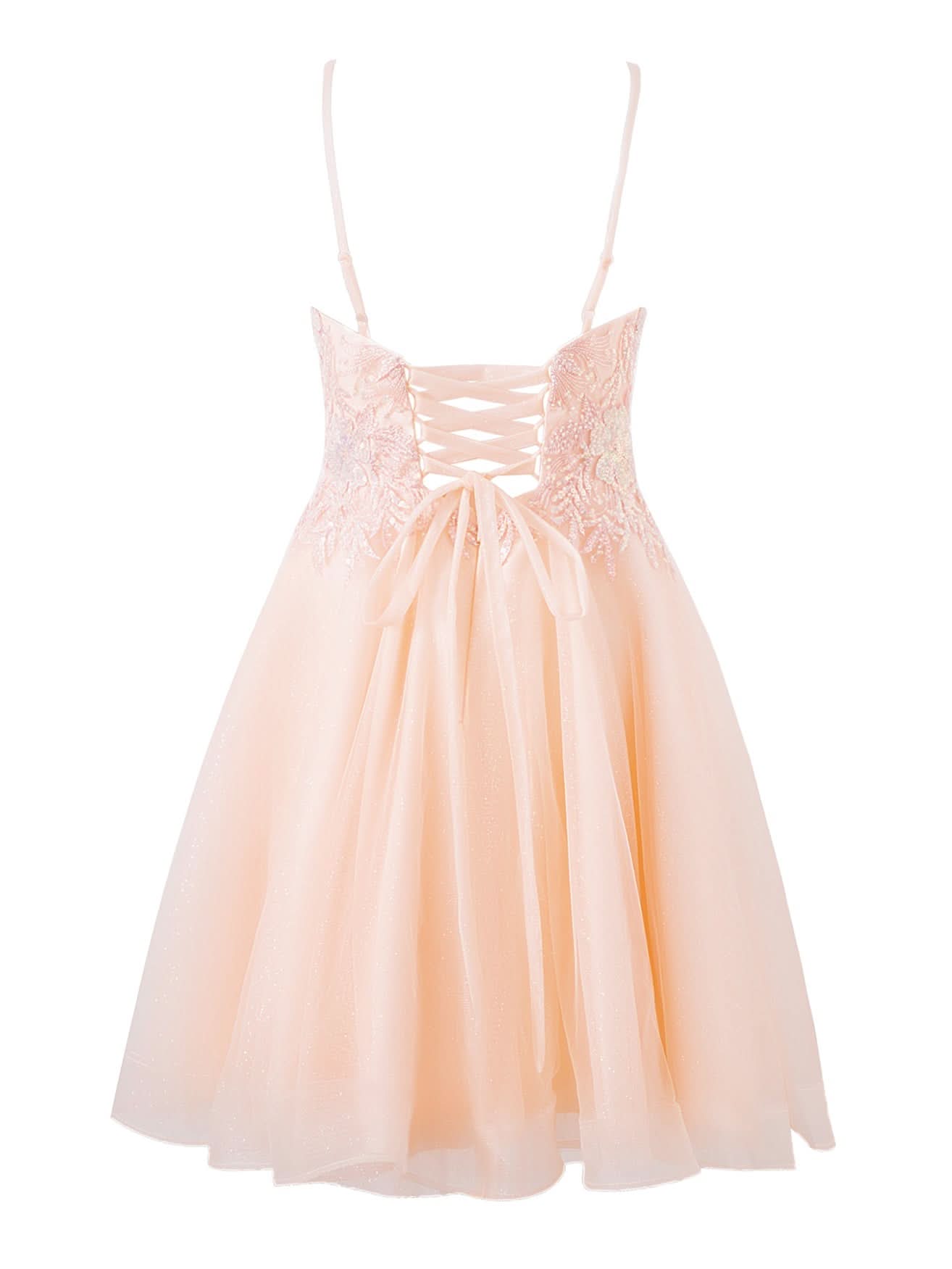 Glamorous Glitter Tulle A-line Short Spaghetti Strap Homecoming Dress BM bride