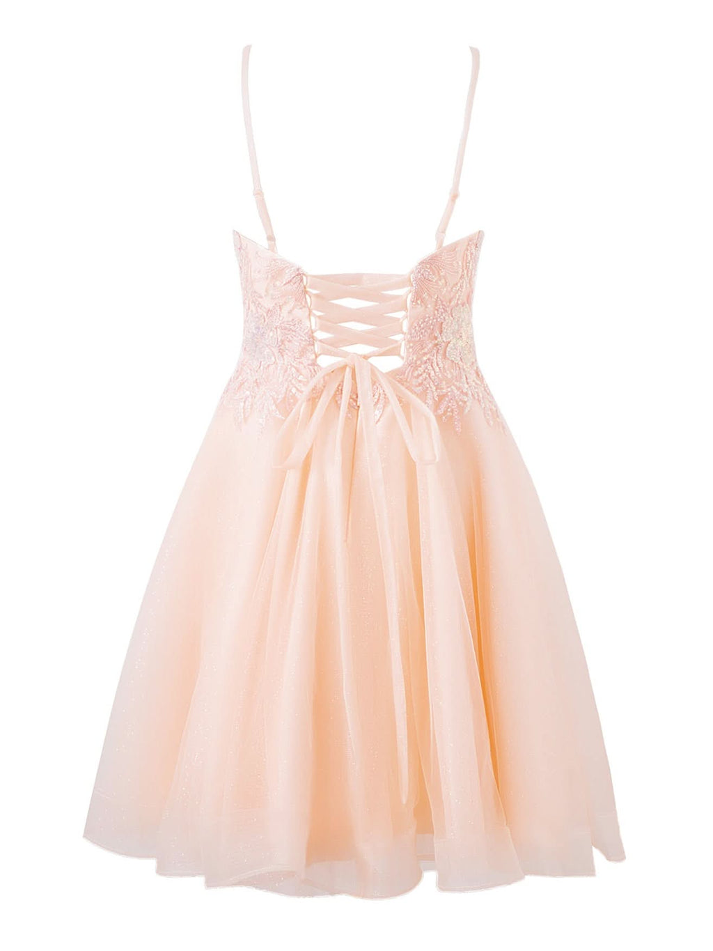 Glamorous Glitter Tulle A-line Short Spaghetti Strap Homecoming Dress BM bride