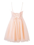 Glamorous Glitter Tulle A-line Short Spaghetti Strap Homecoming Dress BM bride