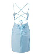 Classy Sheath Short V Neck Jersey Homecoming Dress in Ella Blue BM bride