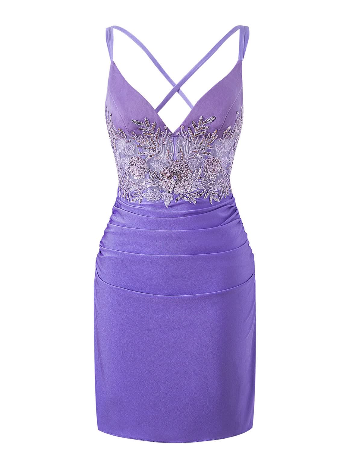 Classy Sheath Short V Neck Jersey Homecoming Dress in Ella Blue BM bride