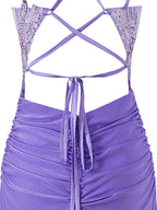 Classy Sheath Short V Neck Jersey Homecoming Dress in Ella Blue BM bride