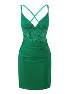 Classy Sheath Short V Neck Jersey Homecoming Dress in Ella Blue BM bride