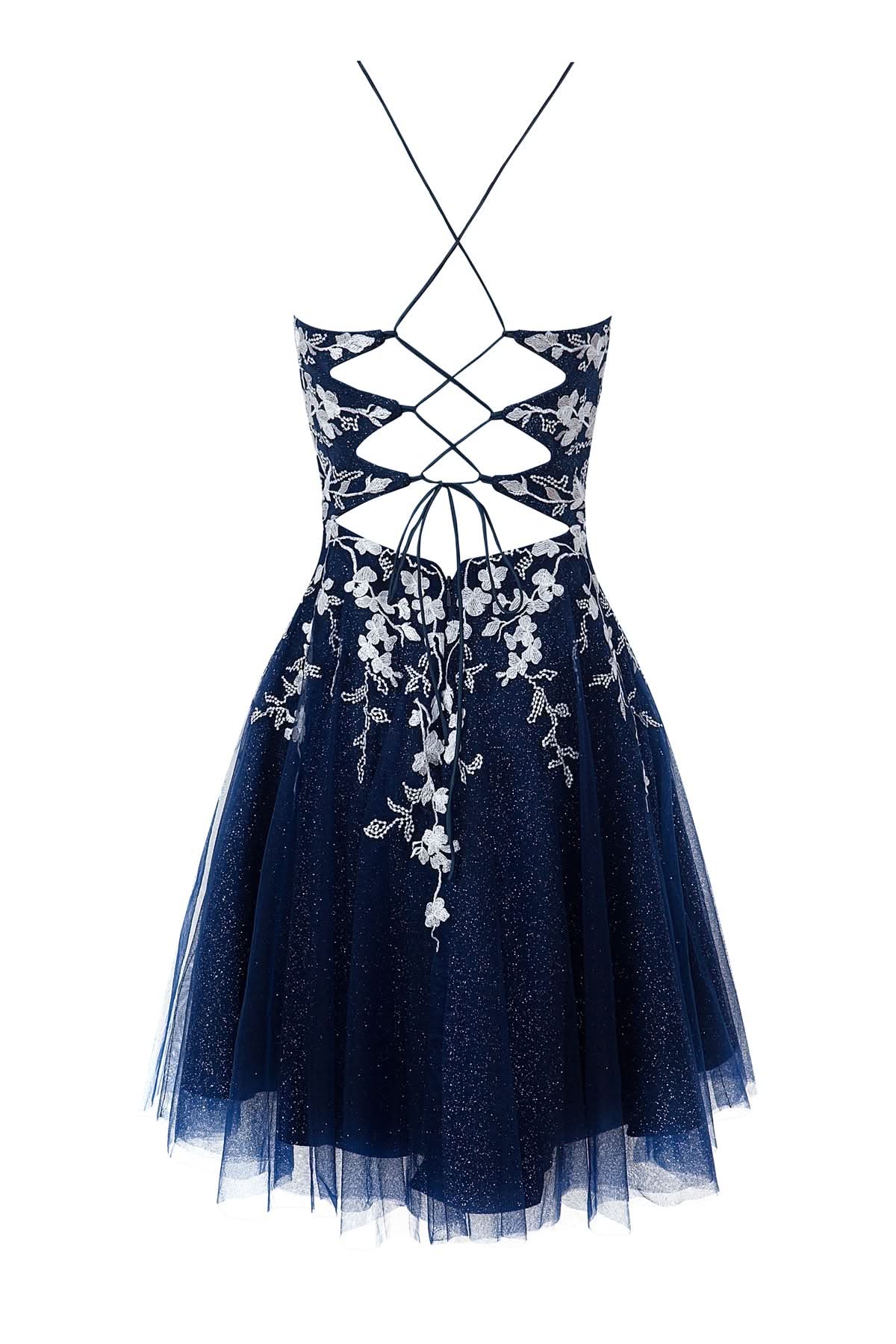 Sparkly Aline Short Glitter Tulle Homecoming Dress with Appliques BM bride