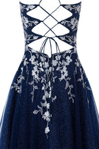 Sparkly Aline Short Glitter Tulle Homecoming Dress with Appliques BM bride