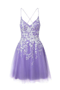 Sparkly Aline Short Glitter Tulle Homecoming Dress with Appliques BM bride
