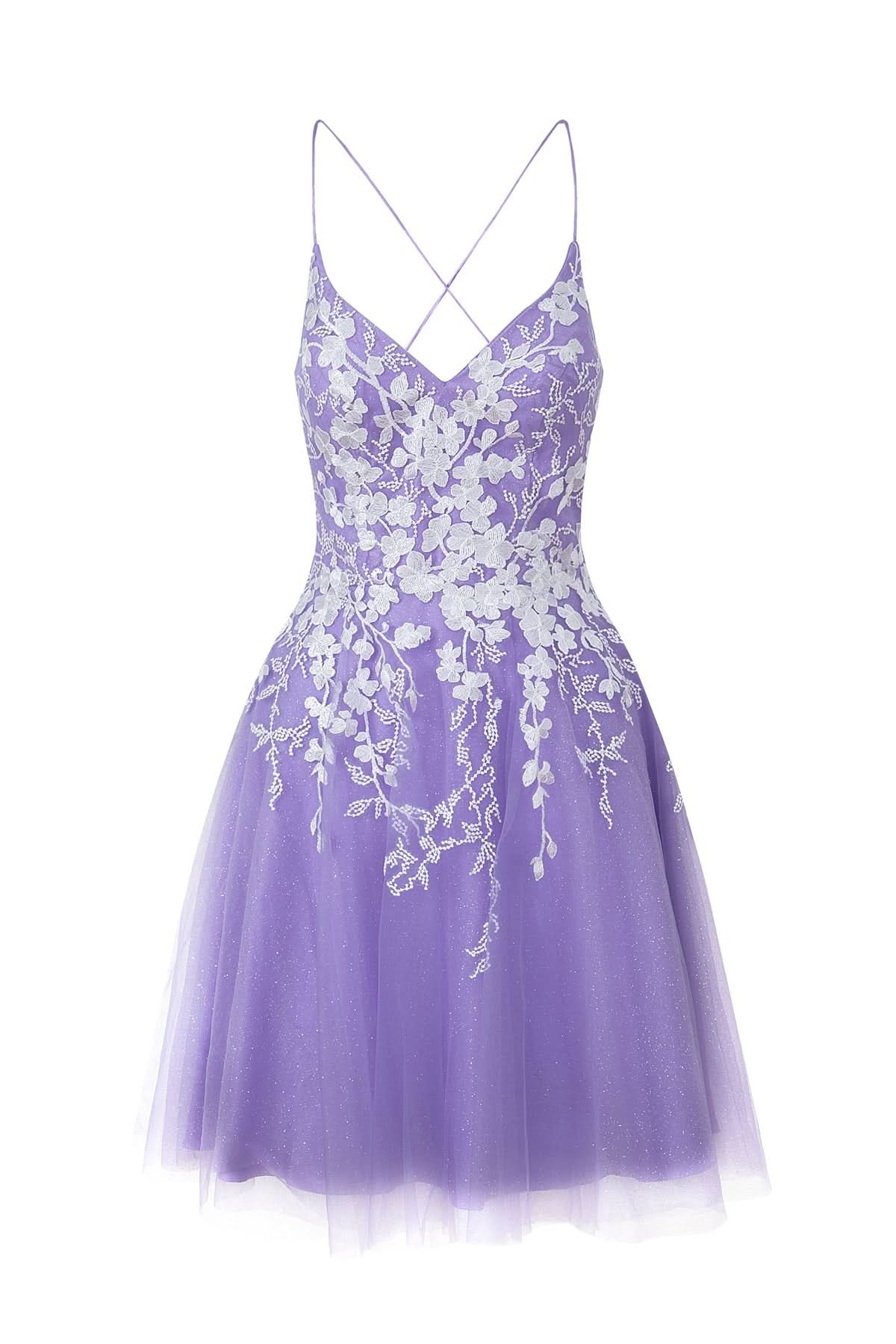 Sparkly Aline Short Glitter Tulle Homecoming Dress with Appliques BM bride