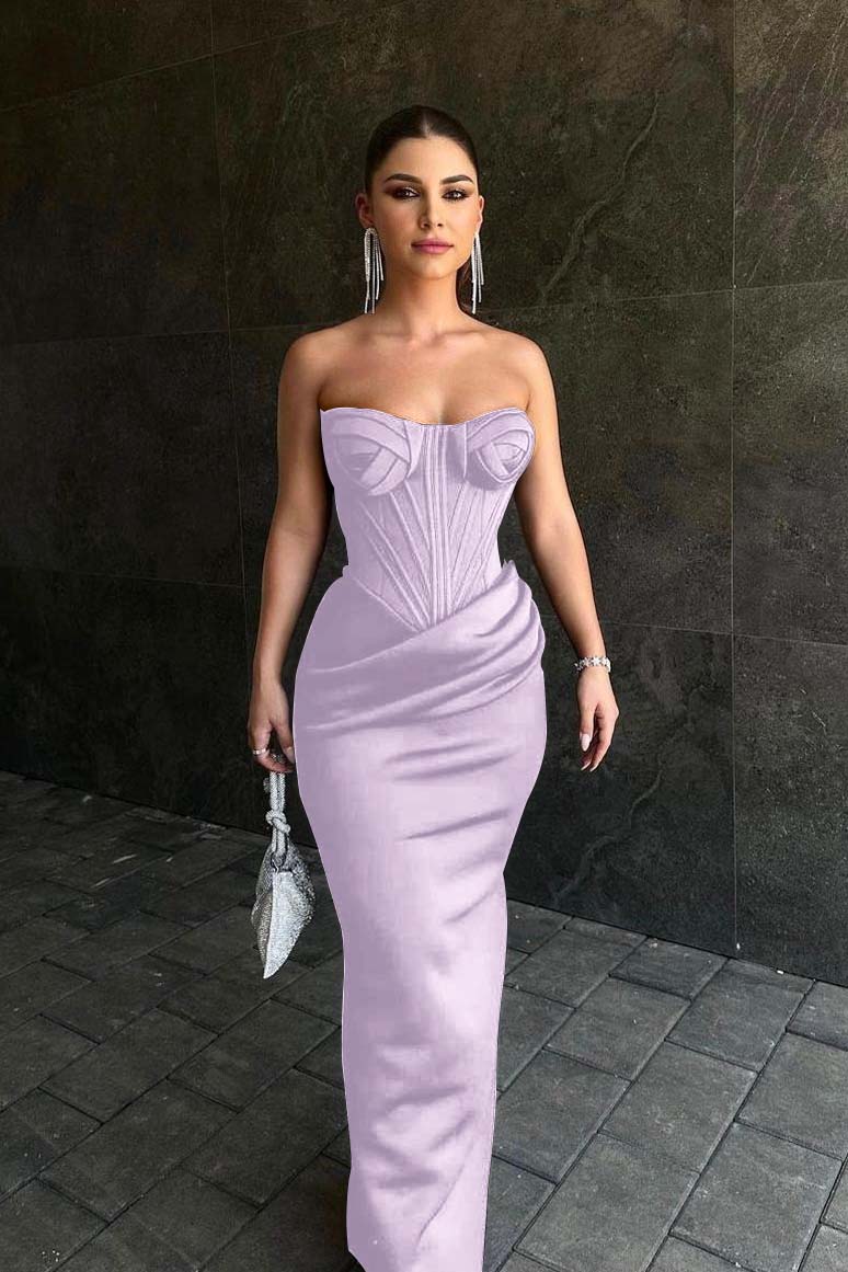 Black Strapless Sleeveless Sweetheart Long Prom Dress With Pleated BMBRIDE