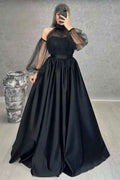 Halter Long Sleeves Sweetheart Long Prom Dress With Pleated