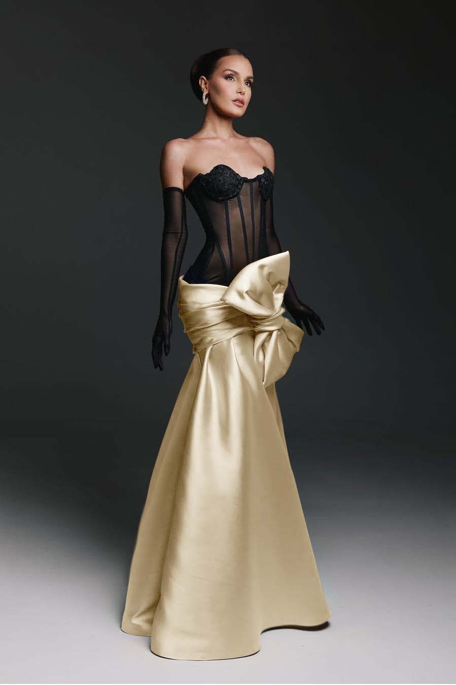 Strapless Sweetheart Sleeveless Long Mermaid Prom Dress With Gloves BMBRIDE