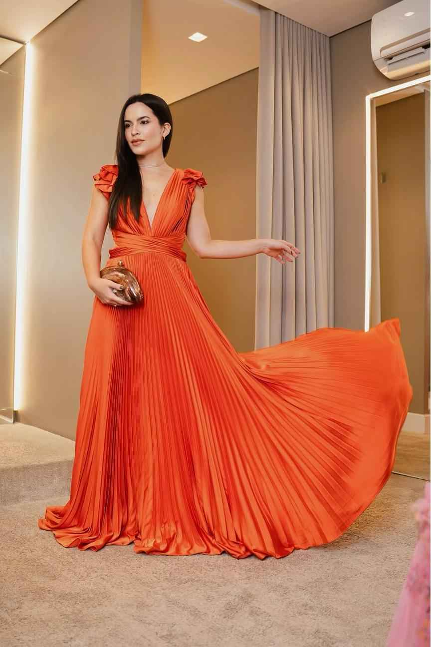 Straps V Neck Backless Sleeveless Long Prom Dress With Pleated