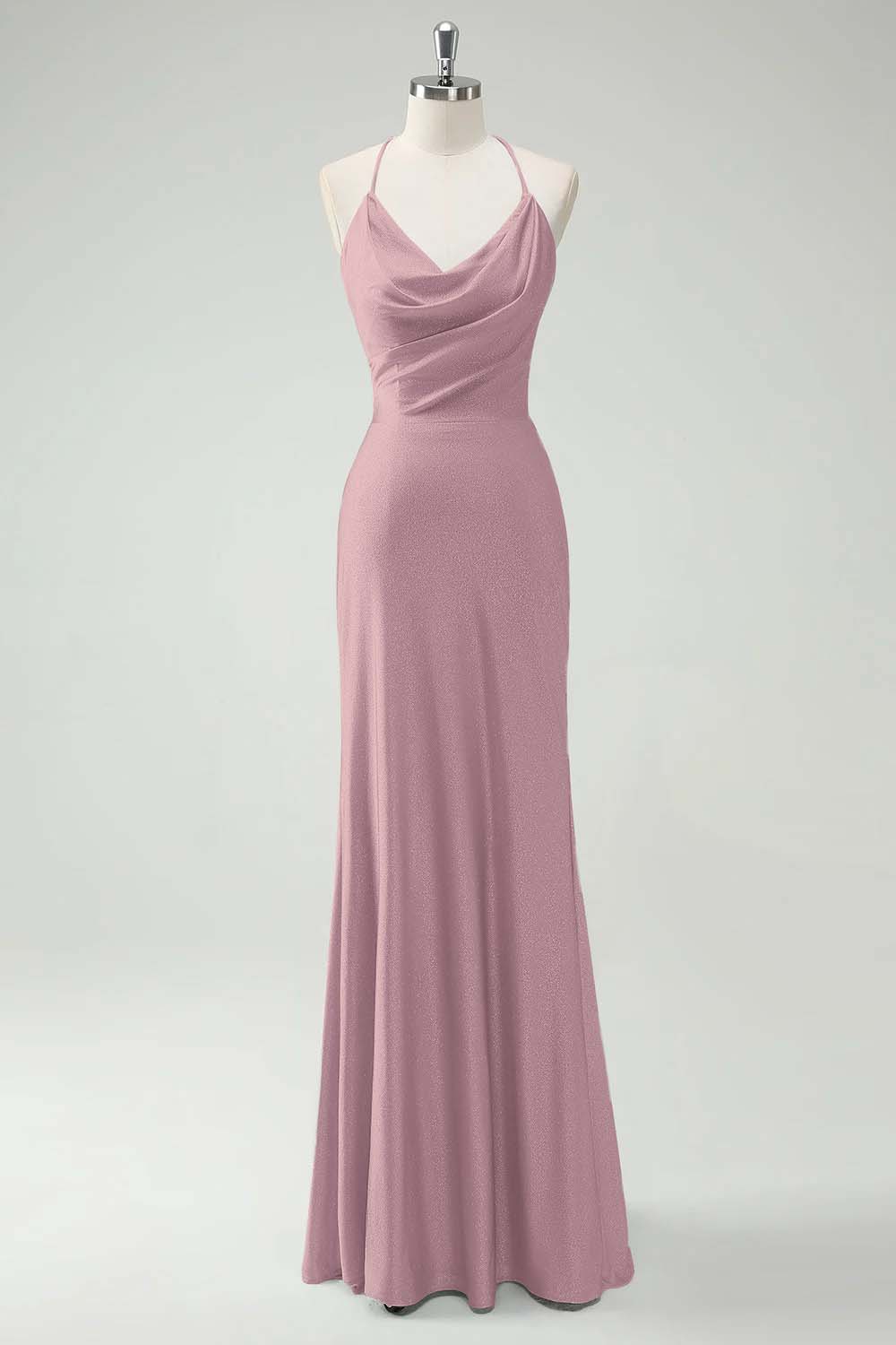Chic Halter Sleeveless Long Mermaid Prom Dress With Pleated