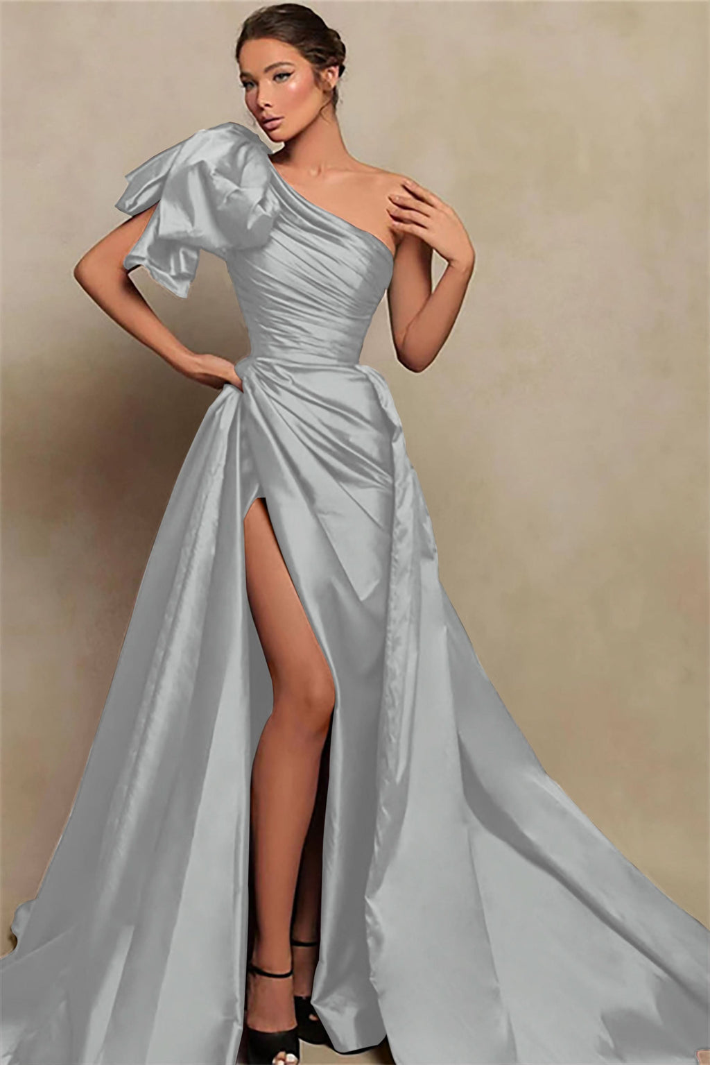 Vintage Burgundy One-Shoulder Mermaid Prom Dress with Slit BM bride