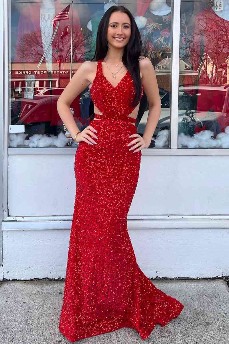 Charming Bodycon V Neck Sequins Homecoming Dress with Eye-catching Features BM bride