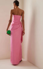 Elegant Pink Strapless Long Slimming Prom Dress BM bride