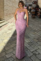 One Shoulder Sleeveless Long Mermaid Prom Dress With Appliques