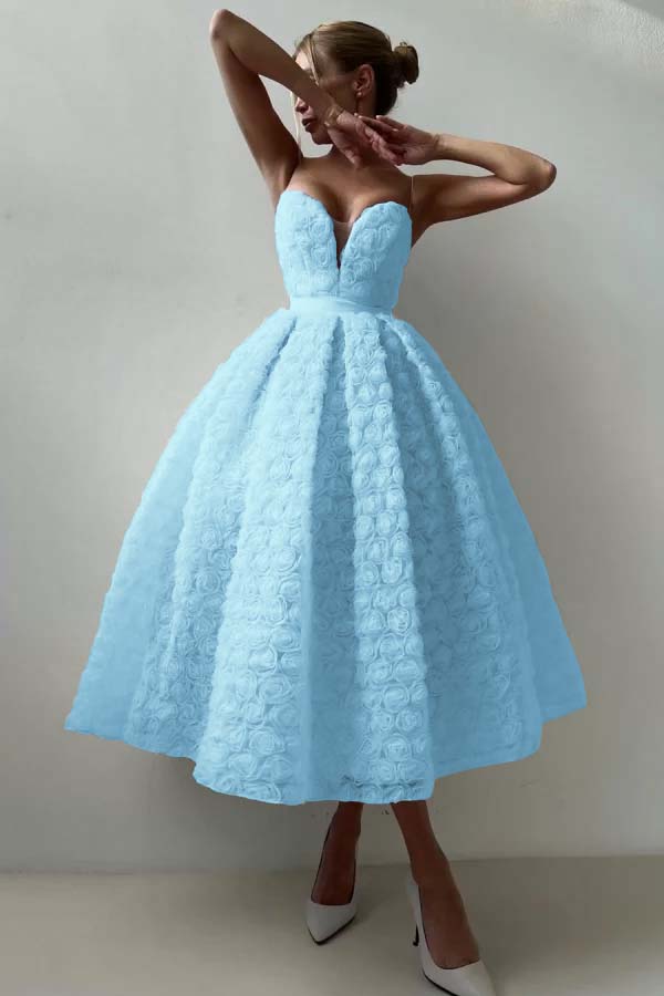 Strapless Sleeveless Long A Line Prom Dress With Appliques Belt