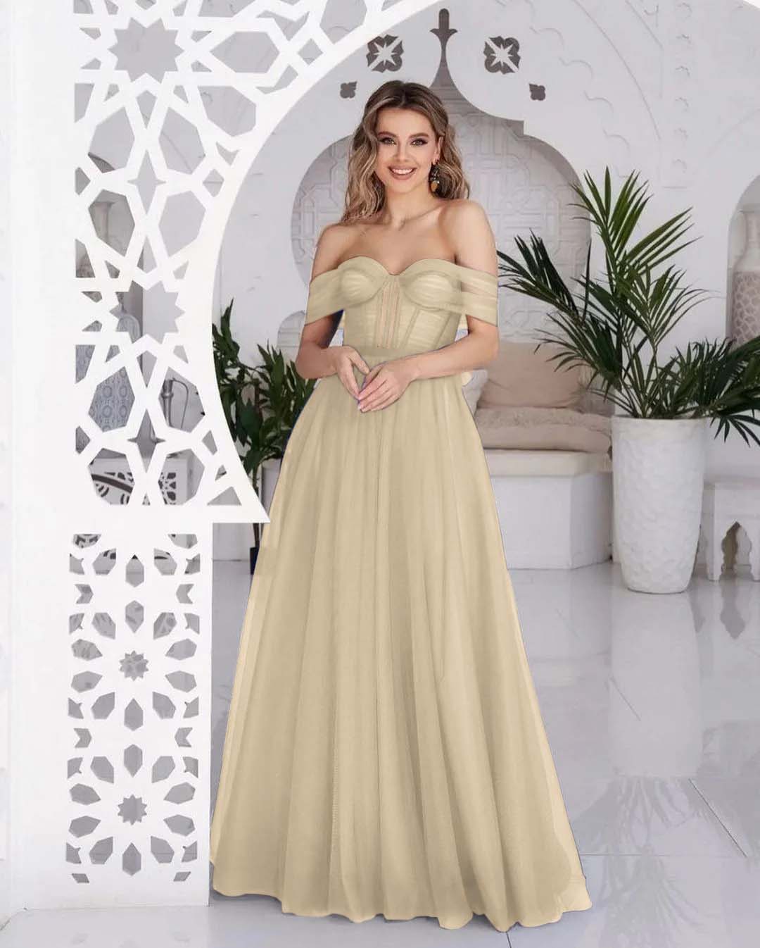 Stunning Tulle Off the Shoulder Sweetheart Strapless Royal Blue Prom Dress BMBRIDE