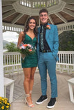 Chic Dark Green Lace Bodycon Short Homecoming Dress BM bride