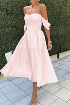 Baby Blue Off-The-Shoulder Short Evening Dress with Strapless BM bride