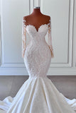 Sweetheart Long Sleeve Mermaid Wedding Dress with Applique BM bride