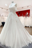 Modest Off-the-Shoulder Princess Wedding Dress with Tulle Lace Ruffles BM bride