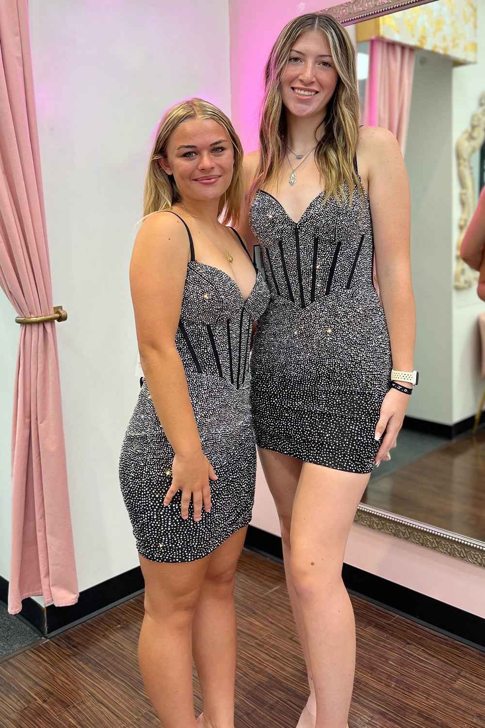 Sparkly Navy Beaded Corset Lace-Up Back Tight Short Homecoming Dress Bmbride