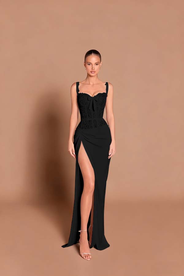 Spaghetti Strap Sleeveless Long Mermaid Prom Dress With Split BMBRIDE