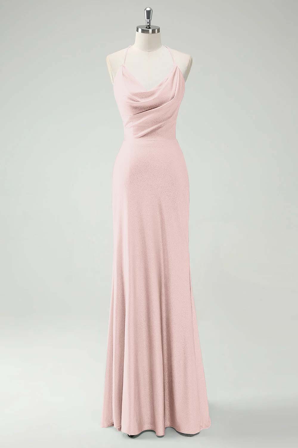 Chic Halter Sleeveless Long Mermaid Prom Dress With Pleated