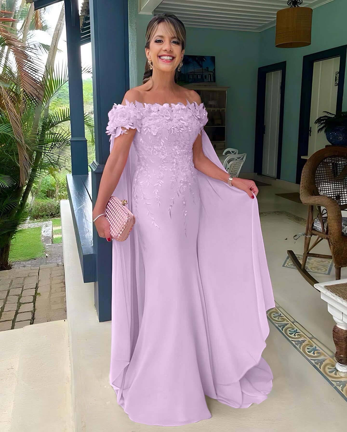 Off the Shoulder Sleeveless Long Mermaid Prom Dress With Appliques BMBRIDE