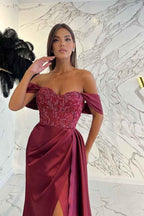 Amazing  Off the Shoulder Sweetheart Prom Dress With Sequins Split