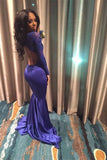 Elegant Long Sleeves Mermaid Prom Dress with Lace Appliques BM bride