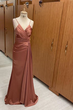 Elegant V-Neck Spaghetti-Straps Mermaid Evening Dress On Sale BM bride