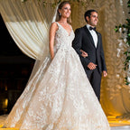 Spaghetti Straps Sweetheart A-Line Wedding Dress Attractive With Floral Lace Tulle BM bride