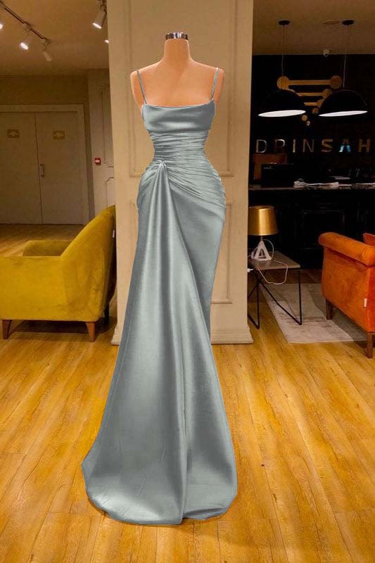Cabernet Spaghetti Strap Sleeveless Pleated Prom Dress Mermaid With Ruffles