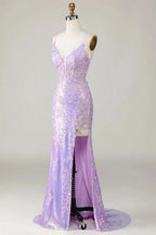 Glamorous Spaghetti Strap Applique Mermaid Prom Dress BM bride