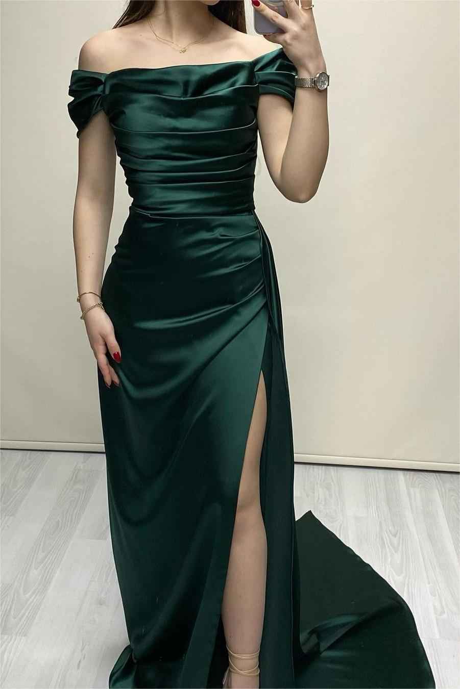 Glamorous Red Stain Off the Shoulder Sleeveless Pleated Long Prom Dress With Split