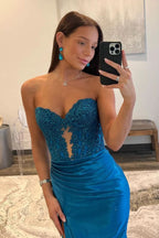 Timeless Royal Blue Strapless Mermaid Long Prom Dress with Flattering Silhouette BM bride