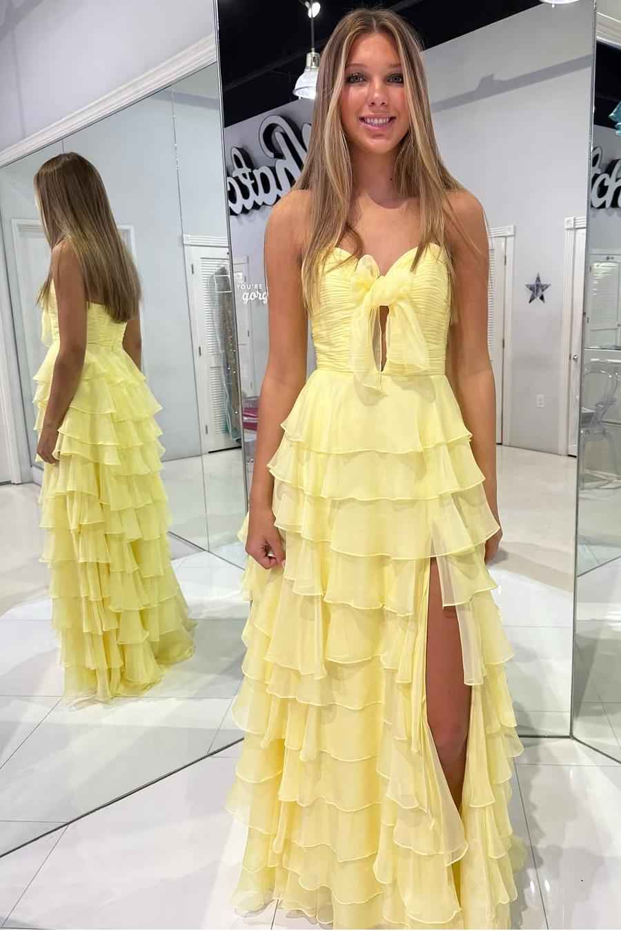 Strapless Sleeveless Long High Split Prom Dress With Pleated