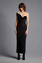 Chic Black One Shoulder Sweetheart Sleeveless Long Prom Dress