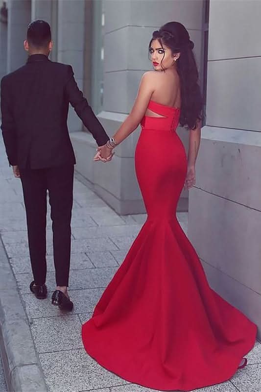 Red Sweetheart Mermaid Prom Dress BM bride