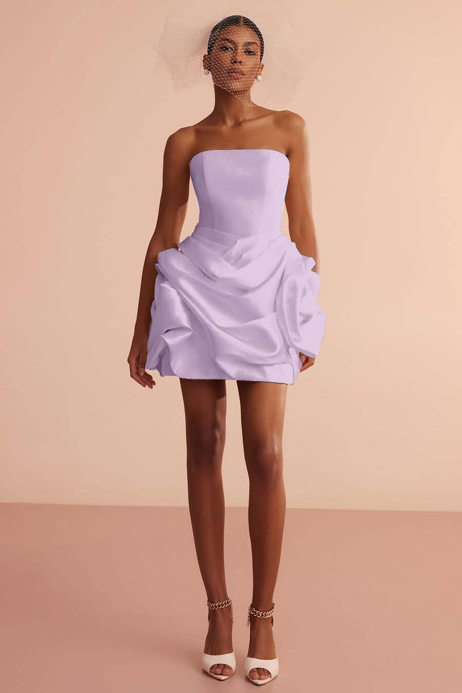 Glamorous Strapless Sleeveless Short Prom Dress With Pleated