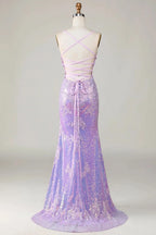 Glamorous Spaghetti Strap Applique Mermaid Prom Dress BM bride