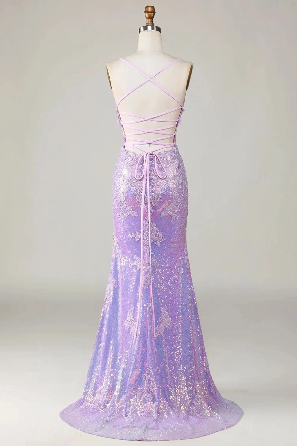 Glamorous Spaghetti Strap Applique Mermaid Prom Dress BM bride