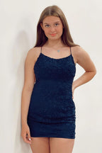 Orange Short Tight Homecoming Dress with Lace Beading Bmbride